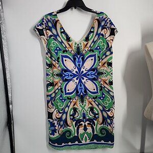 Maeve Anthropologie Size Small Green Shift Bird Print Folksong Boho Dress